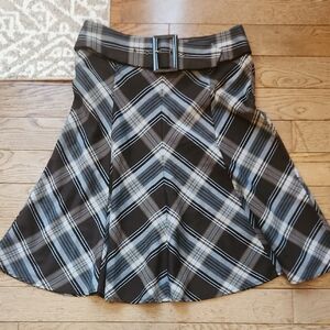 Charlotte Russe Checkered A-Line Skirt with Belt